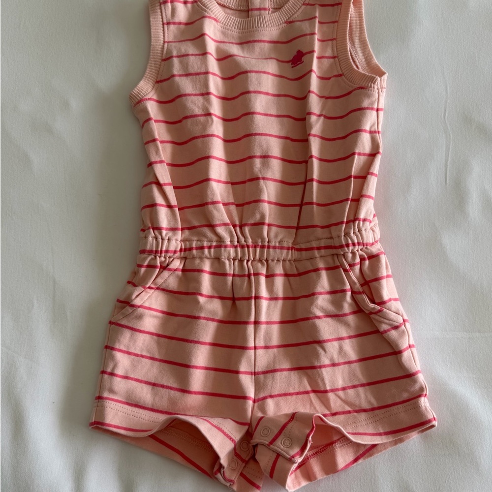Babycottons Pink Striped Sleeveless Romper